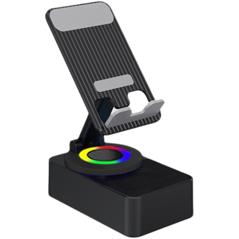 Und Drehbarer -Handyhalter, Bluetooth-Lautsprecher, Handyhalter mit Bluetooth-Lautsprecher, Schwarz