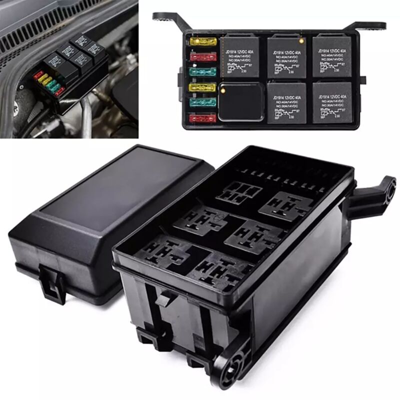 Relaishalter, universeller 6-Wege-Relaishalter mit 6 Steckplätzen für ATO/ATC-Marine- und Kfz-Relais, Flachsicherungskasten, Kfz-Versicherungshalter,