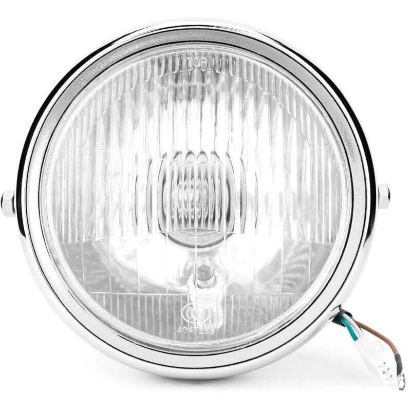 Universal-Motorrad-Retro-Scheinwerfer mit silberner Schale und weißer Linse für GN125, Motorrad-LED-Scheinwerfer + Motorrad-LED-Scheinwerfer,