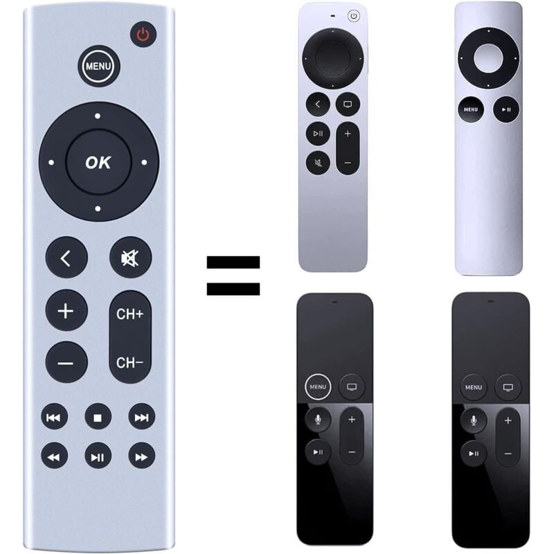 Universelle Ersatzfernbedienung für Apple TV Gen 1 2 3 4, für Apple TV 4K / HD A1427 A1469 A1378 A1218 A2843 A2737 A2169 A1842 A1625 (Keine
