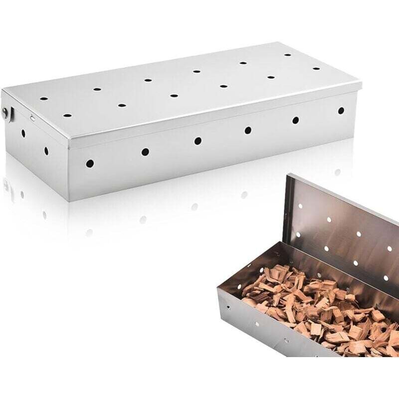 Universelle Räucherbox - Barbecue-Räucherofen - Holzräuchern für rauchigen Geschmack - Geeignet für Gas-, Holzkohle- und Elektrogrills - Edelstahl
