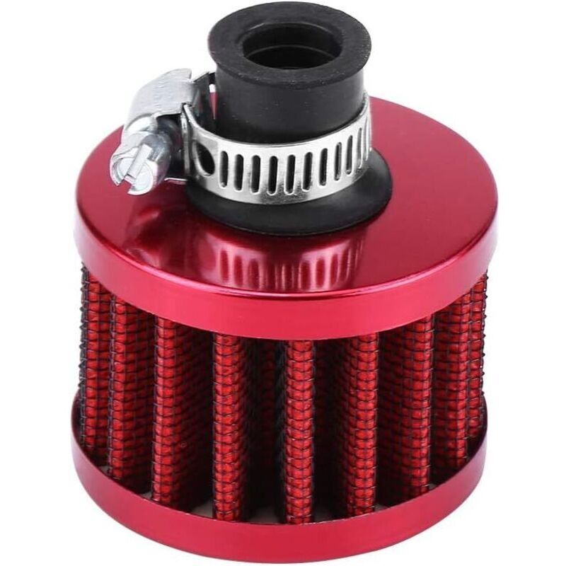 Universeller 12-mm-Klemmluftfilter, Kaltluftansaugfilter für Roller, ATV, Dirtbike, Pitbike, Motorrad, Kurbelgehäuseentlüftung (Rot)