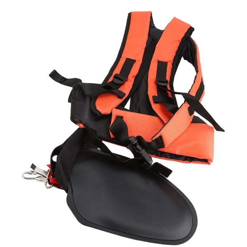 Universeller Doppelgurt mit verstellbaren Komfort-Hosenträgern für Freischneider, Rasenmäher und Gartengeräte mit Bürstenhalter, Nylon-Gurtzubehör