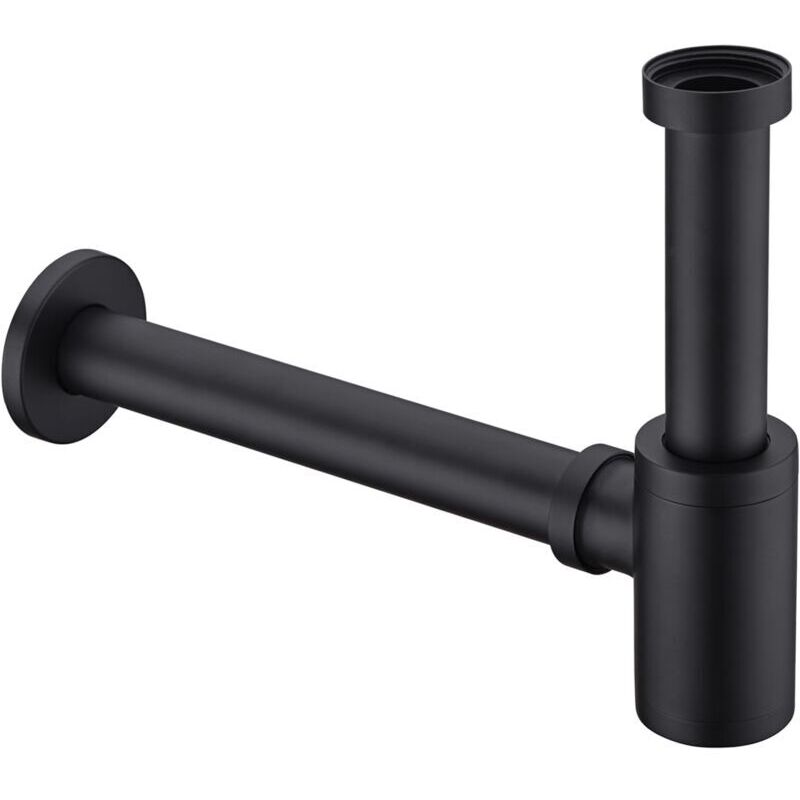 Universeller schwarzer Spülbecken-Siphon, Edelstahl-Spülbecken-Siphon 1 1/4 x 32 mm, Badezimmer-Spülbecken-Siphon, Metall-Schlauchsiphon,