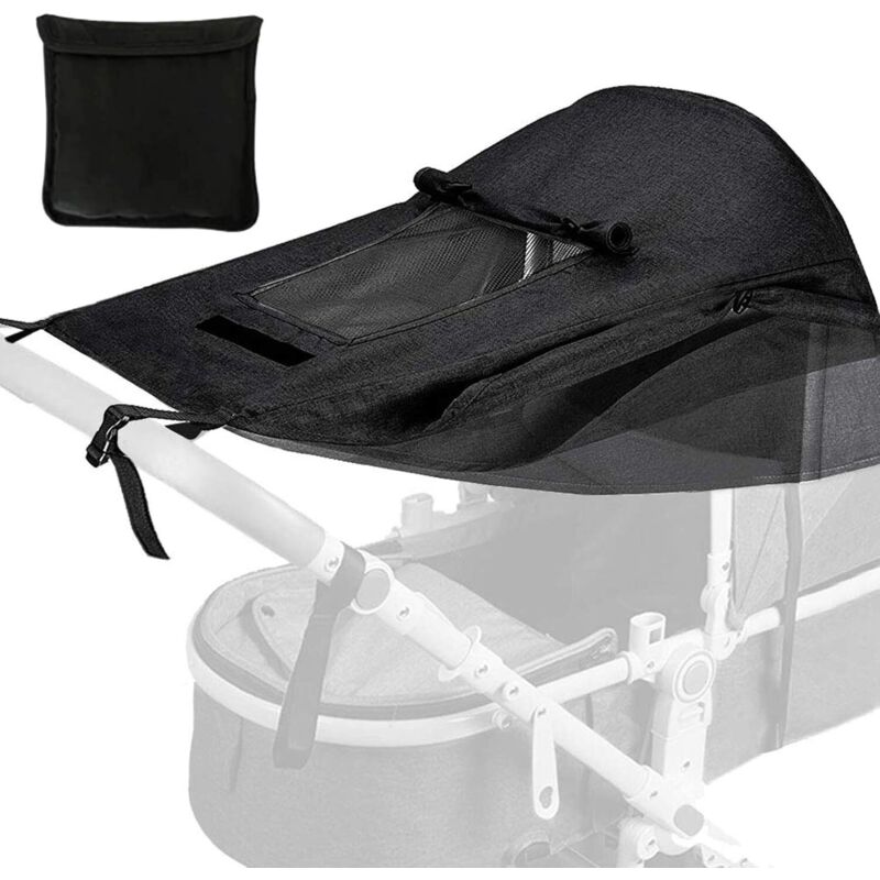 Universeller Sonnenschutz für Kinderwagen mit UV-Schutz 50+ und wasserdicht, verstellbarer Sonnenschutz für Kinderwagen und Buggys (schwarz)