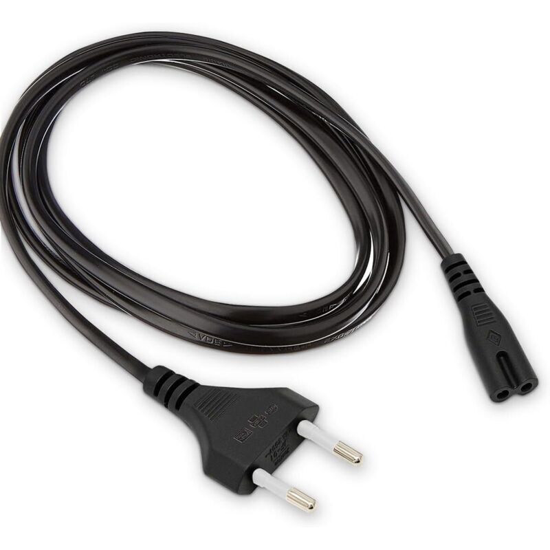 Universelles 2-poliges Netzkabel, EU-Stecker Typ C auf Doppelbuchse Typ C7 – für Fernseher, Spielkonsole, DVD-/Blu-ray-Player, PS3, PS4, PS5, Xbox –