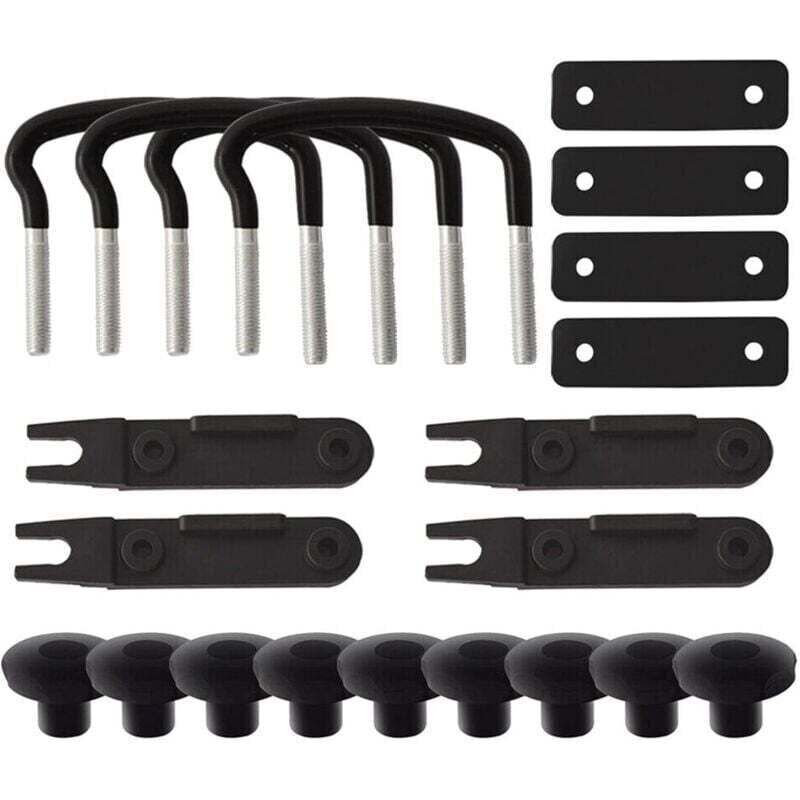 Universelles Edelstahl-Dachbox-Montageset, 4-teilig, mit 8 Sicherungsmuttern und 2 Gurten