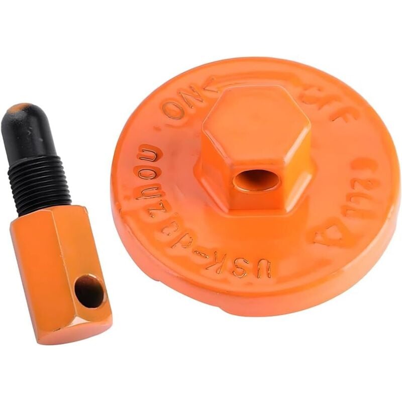 Universelles Kettensägen-Demontagestoppwerkzeug, Kettensägen-Kupplungskolbenstopper demontieren, Zubehör zum Entfernen des Schwungradwerkzeugs(Orange)
