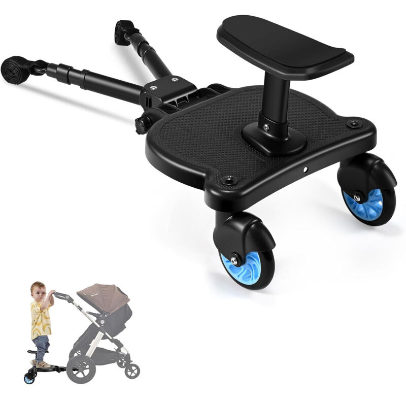 Universelles Kinderwagen-Fußbrett, universelle Kinderwagenmatte mit Sitz, Kinderwagen-Trittstufen, 2–6 Jahre (25 kg)/Blau