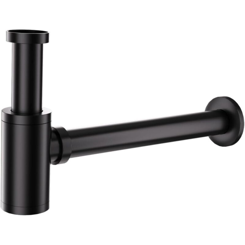 Jalleria - Universelles schwarzes Waschbecken-Siphon-Rohr, Waschbecken-Siphon, Edelstahl-Siphon, 1 1/4 x 32 mm, Badezimmer-Siphon, Waschbecken,