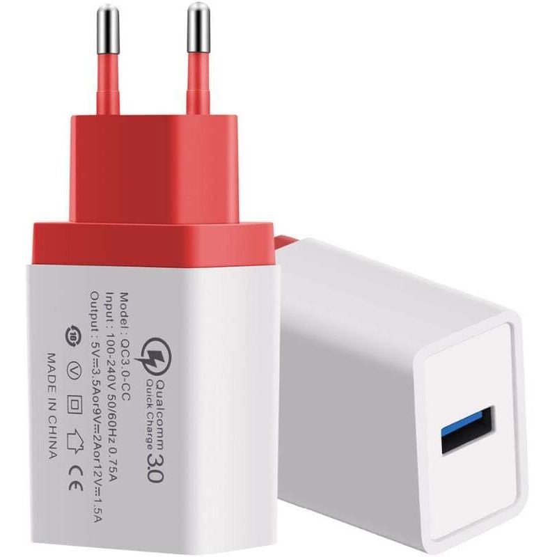 Universelles tragbares Reise-Wandladegerät Qc3.0 Schnelllade-USB-Ladeadapter für Smartphones und Tablets, roter EU-Stecker - roter EU-Stecker