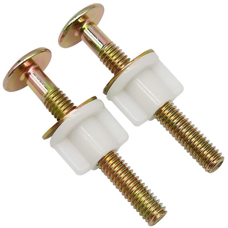 Universelles WC-Sitz-Schraubenset. Robuste WC-Sitz-Scharnierschrauben mit Kunststoffmuttern und Metallscheiben. Ersatzteile für WC-Sitzscharniere.