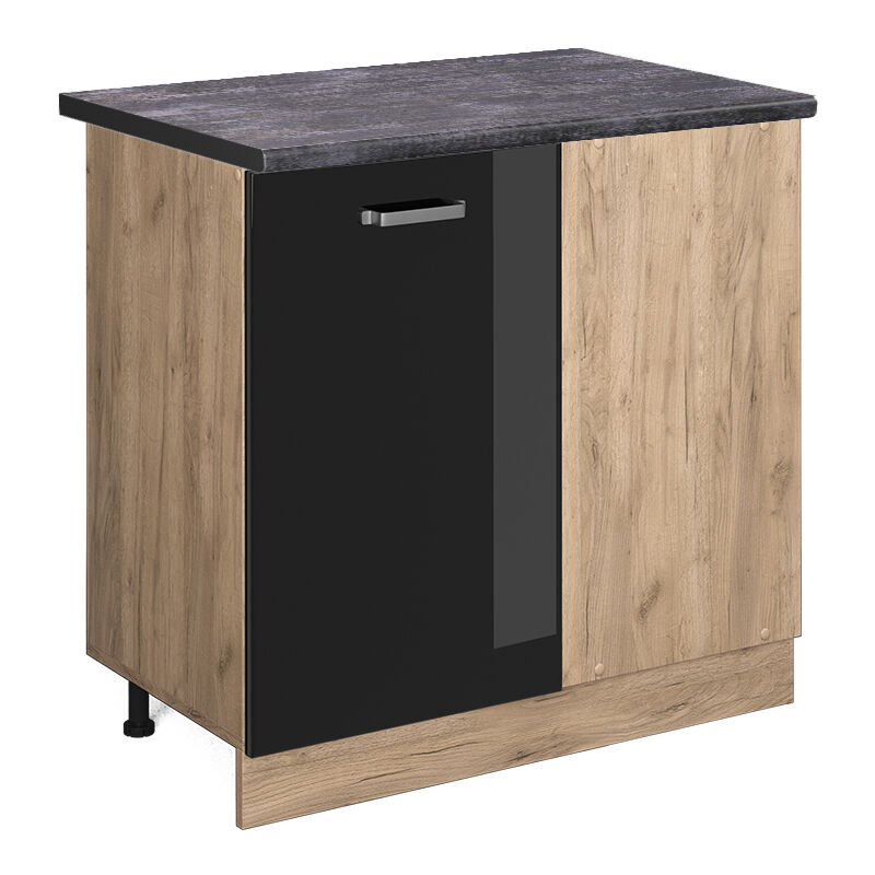 Vicco - Eckunterschrank R-Line, Schwarz Hochglanz, 86 cm, ap Anthrazit