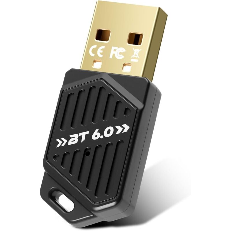 USB-Bluetooth-6.0-Adapter für PC, High-Speed-Bluetooth-Dongle mit Dual-BLE-Modus, unterstützt bis zu 5 Geräte gleichzeitig, große Reichweite, geringe