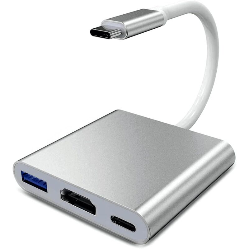 Adaptador USB C a HDMI, convertidor de video tipo C a HDMI 4K, adaptador USB C a HDMI con puerto USB 3.0/puerto de carga USB C, adaptador HDMI para