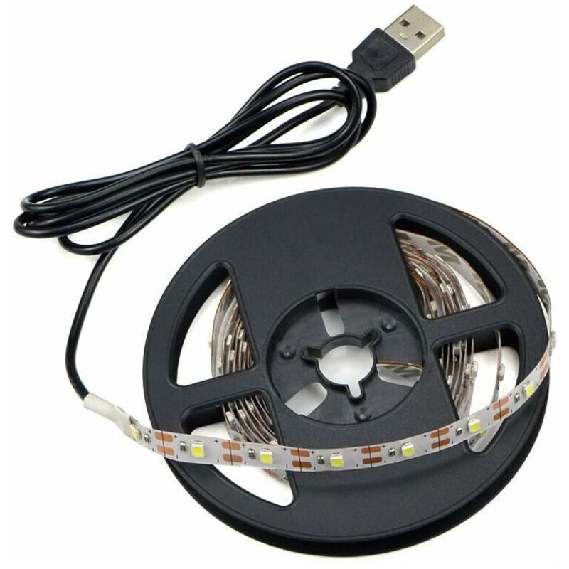 USB-LED-Streifen, 5 V, 5 Meter, 300 LEDs, kaltweißes Licht, inklusive USB-Kabel, Hintergrundbeleuchtung für Schreibtisch, Fernseher und Küche – nicht