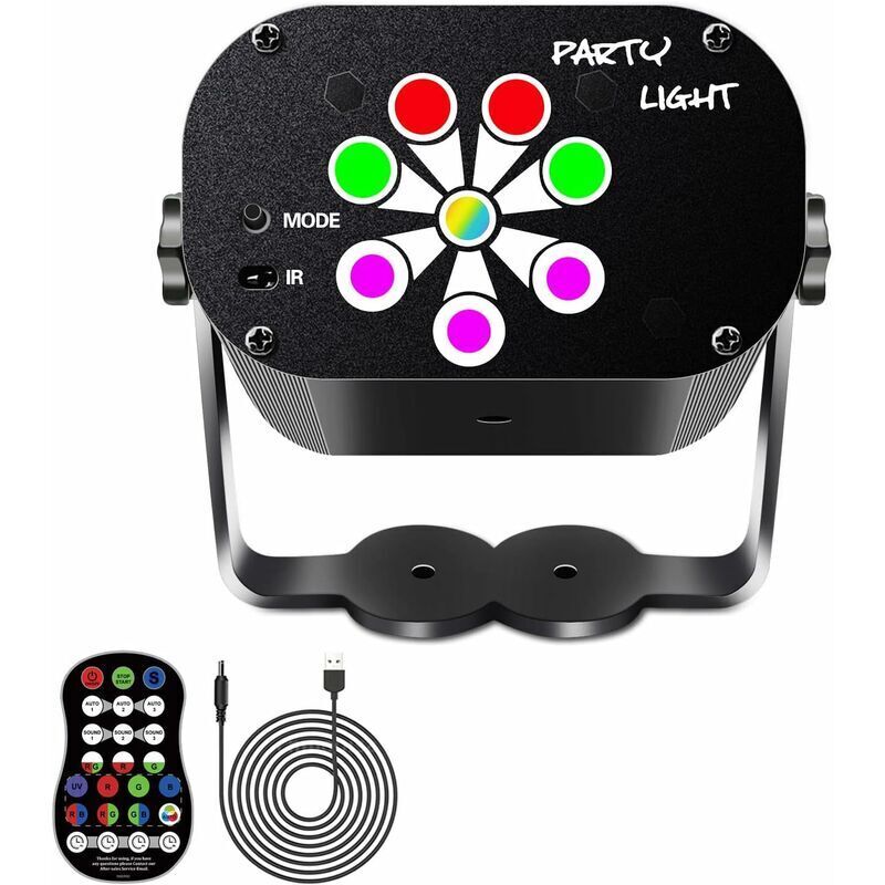 USB Lumière de fête LED activée par le son Disco Light avec télécommande RGB DJ Light Éclairage de scène UV pour Garden Home Karaoké Bar Party