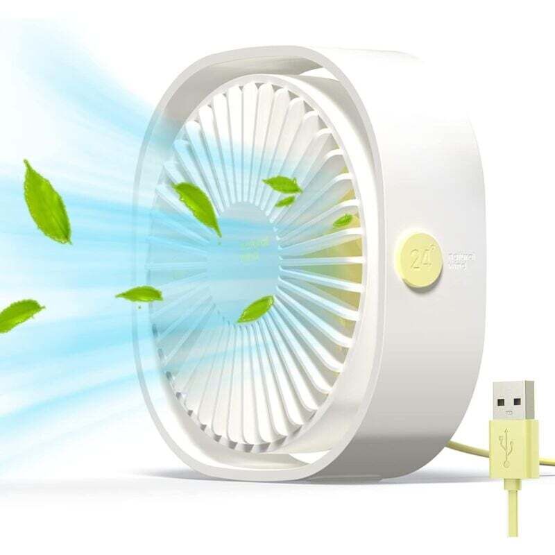 USB-Mini-Ventilator, tragbarer Ventilator, leiser Ventilator, Büro-Ventilator, 3 einstellbare USB-Lebensmittel, für das Haus und das Büro (weiß)
