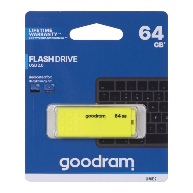 Goodram Ume2 64 GB Flash-Laufwerk – Gelb, USB 2.0