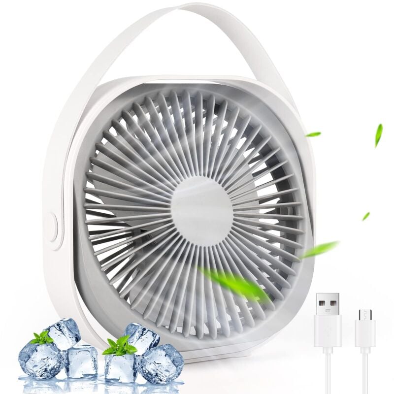 Beijiyi - USB-Tischventilator – 3-Gang-Tischventilator – 360° verstellbarer leiser Ventilator – leistungsstarker Mini-Ventilator für