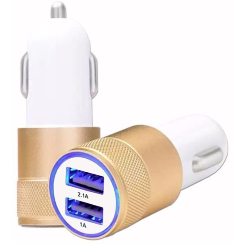USB Zigarettenanzünder Gold Auto Ladegerät Dual Ports Ultra Schnell USB X2 Autoladegerät 12-24V für Blackview BV6300 Pro