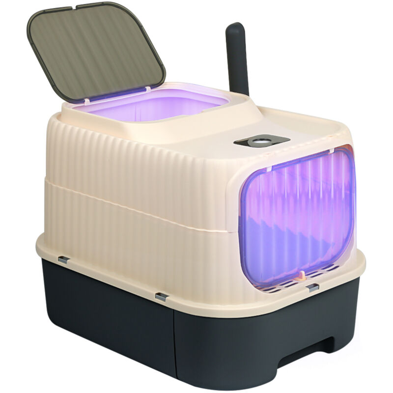 UV-sterilisierte Katzentoilette, selbstreinigende Katzentoilette, 37 x 49 x 37 cm, Schwarz