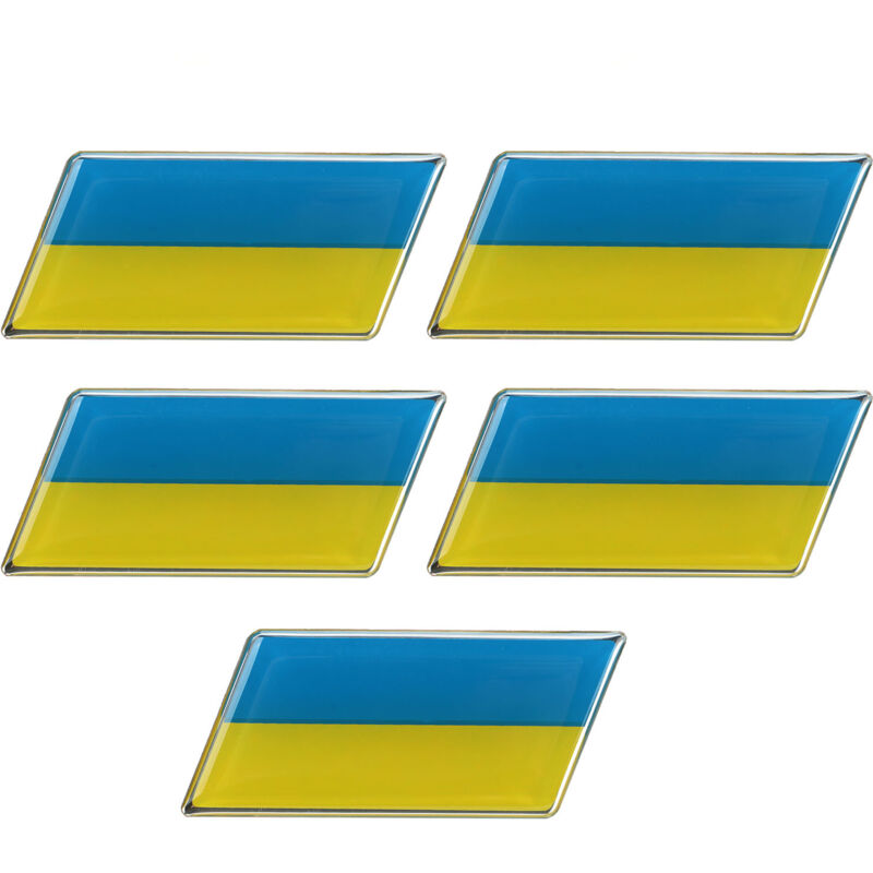 Set aus 5 gewölbten Aufklebern aus Aluminiumlegierung und Epoxidharz, die Nationalflaggen darstellen, für Motorrad oder Auto.