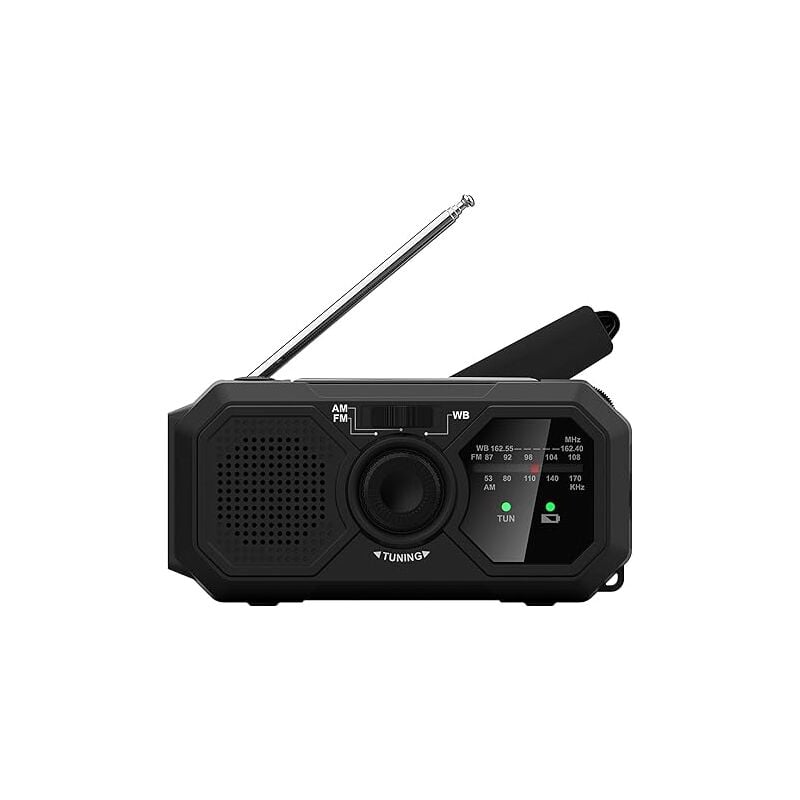 V5 Notfall Radio mit Solar Panel und Handkurbel – LED Taschenlampe – Voyager Mini NOAA Wetter Radio mit AM/FM Radio Wiederaufladbare Batterie