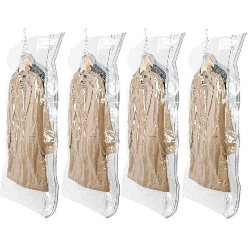 Vakuum-Aufbewahrungsbeutel zum Aufhängen von Kleidung, 4er-Pack (105 x 70 cm), Vakuum-Aufbewahrungsbeutel für Kleidung, Mäntel, Jacken, sparen 80 %