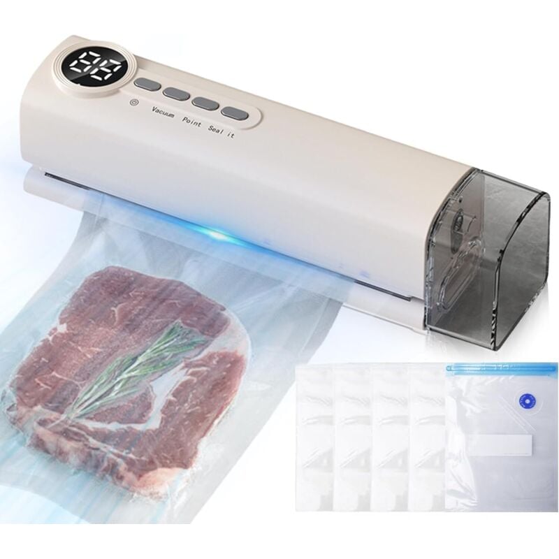 Vakuumiergerät für Lebensmittel, 4-in-1-Vakuumiergerät, Vakuumiergeräte, Vakuumiergerät für Lebensmittel, inklusive 5 Vakuumierbeuteln für Fleisch,