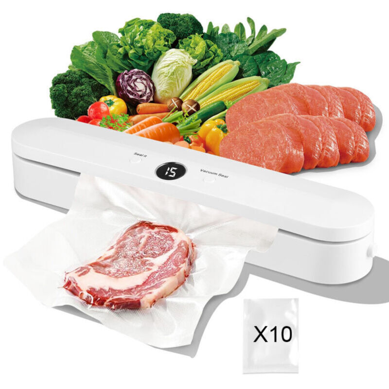 Vakuumiergerät, Lebensmittel-Vakuumiergerät, inklusive 10 Beuteln für Lebensmittel, Fleisch, trockene, feuchte und frische Lebensmittel, OUYLAF