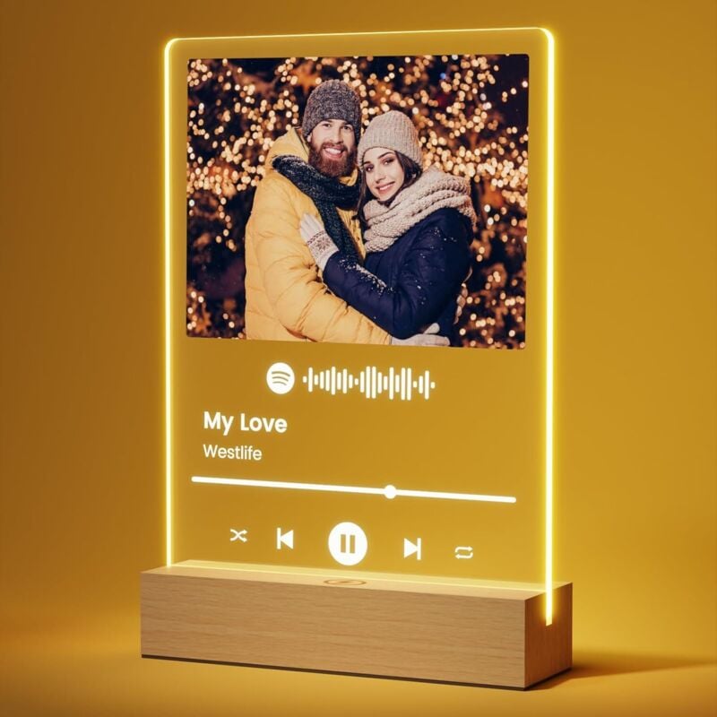 Valentinstagsgeschenk für Frauen und Männer, Spotify personalisierte Plakette, Valentinstagsgeschenk für Paare, personalisierte Lampe mit