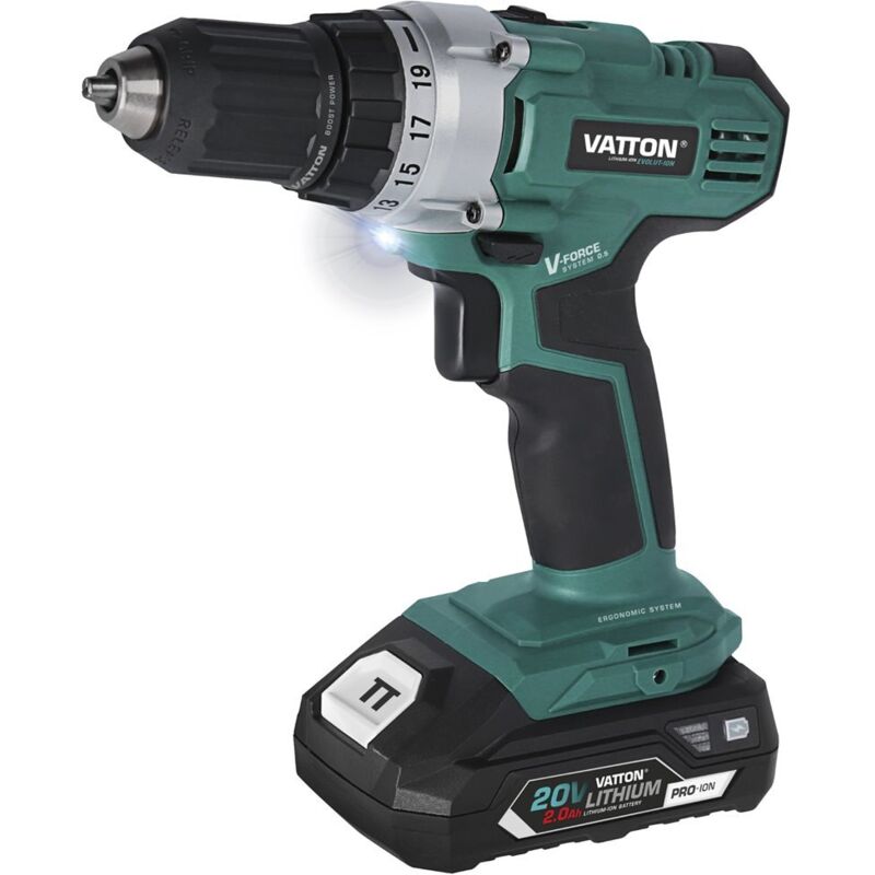 Vatton - 20-V-Schraubendreher-Bohrmaschine, 1 Batterie 2,0 Ah