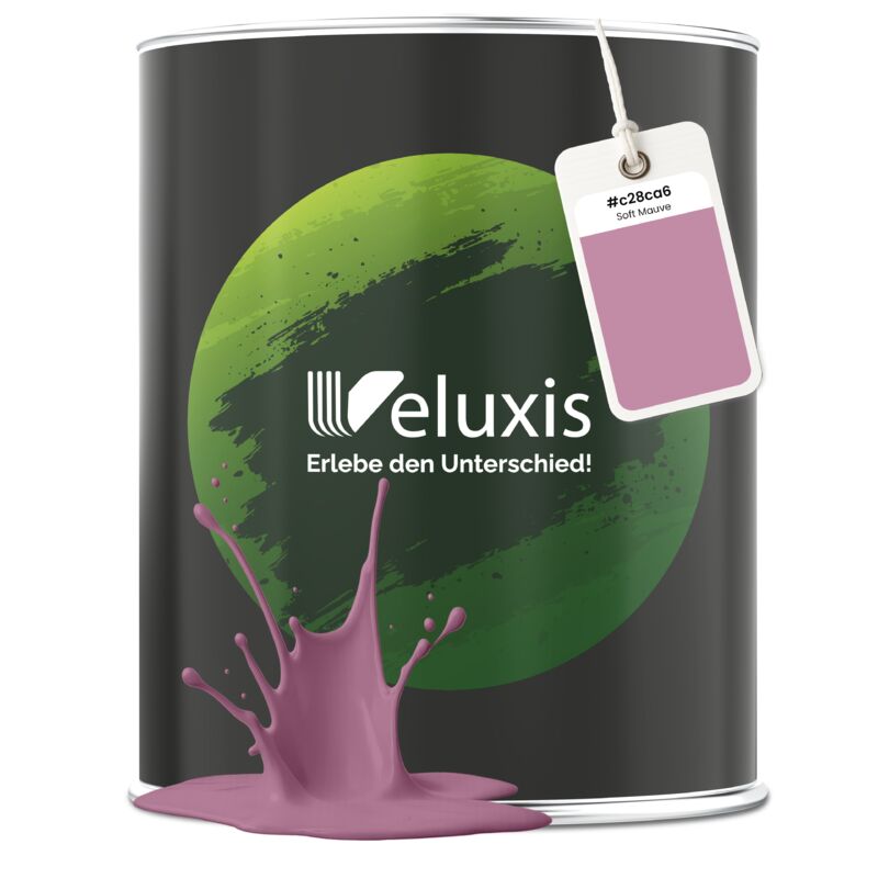 Veluxis® Edle Wandfarbe Pink für den Innenraum - 1 Liter & Deckkraft-Klasse 1, Streifenfrei, tropfarm & Öko Farbe, VOC-frei - (Soft Mauve)