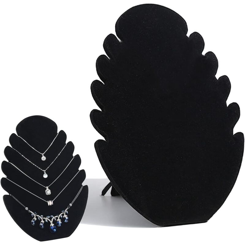 ZVD - Velvet Necklace Display Stand, Velvet Jewelry Display Stand Black Necklace Display with 5 Notches Bracelet Display Stand, for Bracelets,