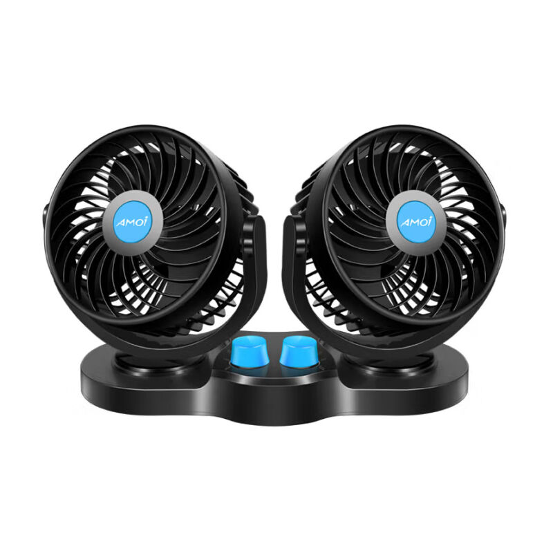 Bluedeer - Ventilator 12 Volt: Kfz-Doppel-Ventilator für 12-V-Anschluss, mit 2 Stufen, 6,5 Watt (Auto Innenraum, Lüfter 12V, Zubehör)