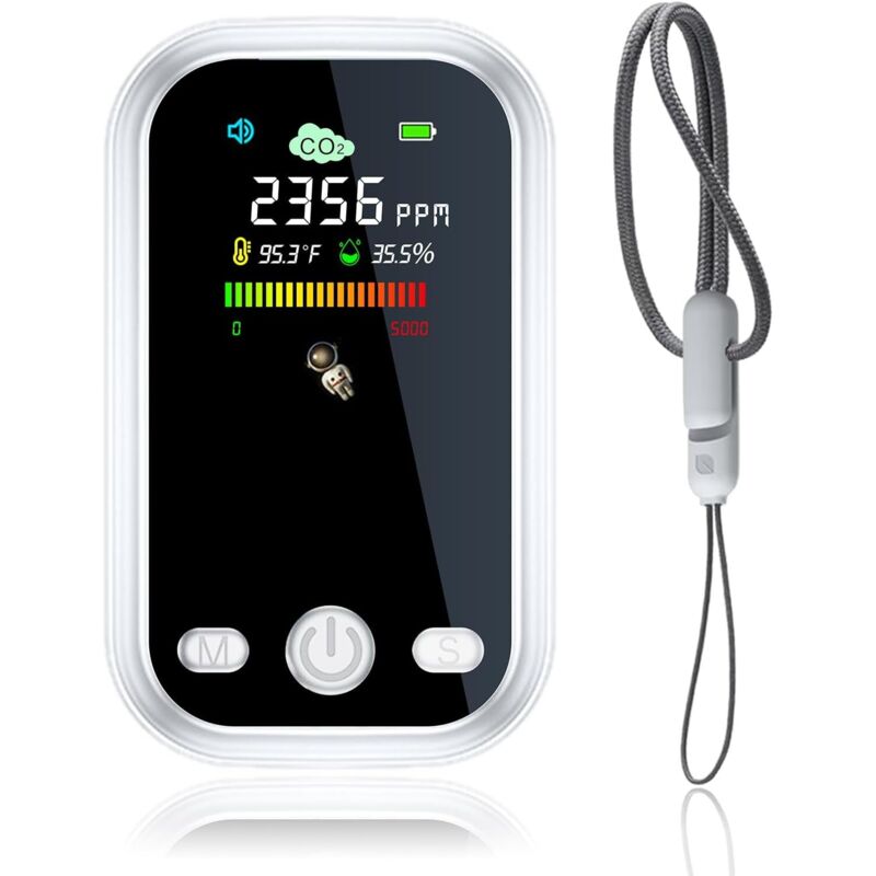 Verbesserter Mini-CO2-Detektor, kalibrierbares 3-in-1-tragbares CO2-Messgerät, Luftqualitätsmonitor