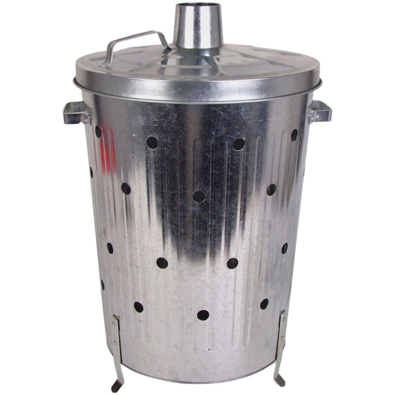 Buri - Verbrennungstonne 75l verzinkt Feuerschale Verbrenner Terrassenofen Feuertonne 75 Liter verzinkt Gartenabfall schnell und einfach entsorgen