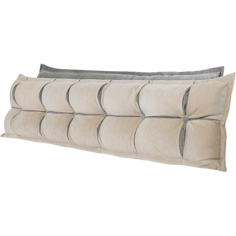 Rückenkissen Bett 2 Schichten, Lesekissen für Bett Und Sofa, Beige, 200 cm - Vercart