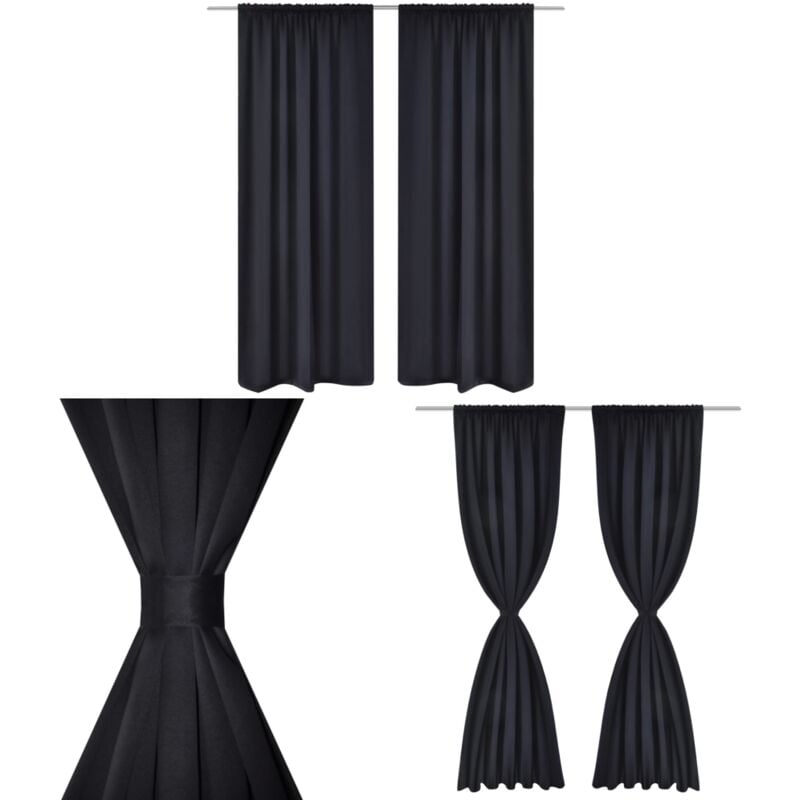 Verdunkelungs-Vorhänge mit Schlaufen 135 x 245 cm Schwarz blackout - Verdunkelungsgardinen - Schwarze Vorhänge - Wohnraumdekoration