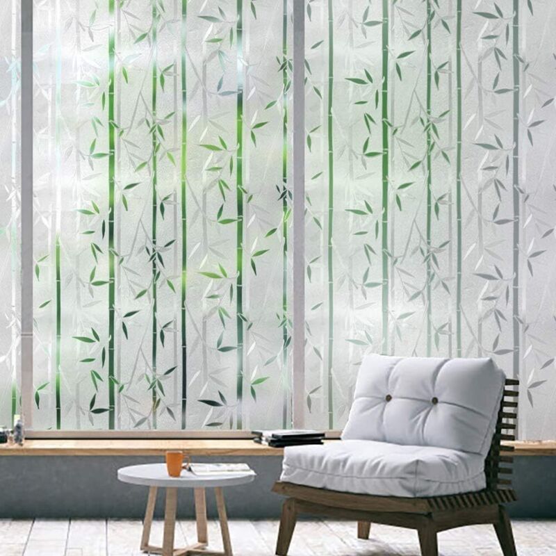 Fensterfolie, Sichtschutzfolie, Bambusmuster-Fensterfolie, UV-Schutz, elektrostatische Fensterfolie ohne Klebstoff, dekorative Fensterfolie für das