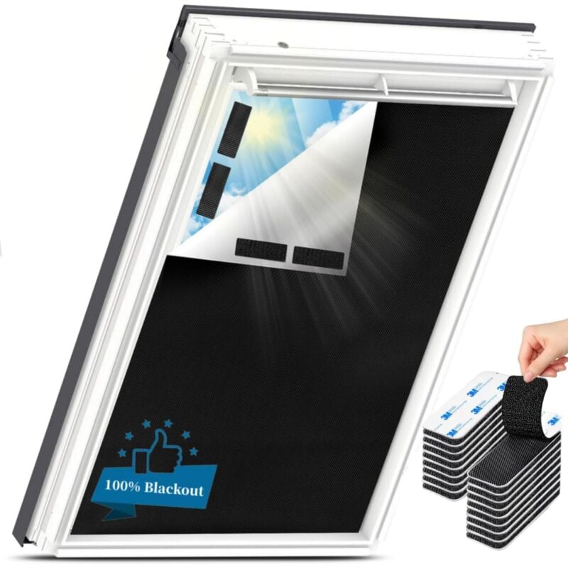 Verdunkelungsrollo ohne Bohren, 100 x 145 cm, tragbares Fenster-Verdunkelungsrollo, blickdichte Verdunkelungsrollos für Fenster mit 8 Paar Klebefolie