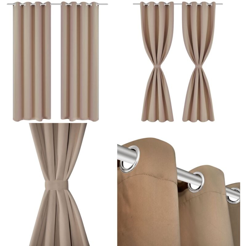 Verdunkelungsvorhänge 2 Stk. mit Metallösen 135 x 175 cm Creme - Verdunkelungsvorhänge - Cremefarbene Vorhänge - Wohnraumdekoration - Gardinen