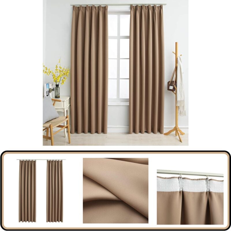 Verdunkelungsvorhänge mit Haken 2 Stk. Taupe 140x225cm - Verdunklungsvorhänge - Gardinen - Wohnaccessoires - Tapete - Vorhangstoffe