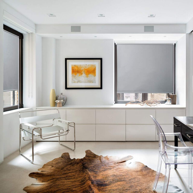 Verdunklungsrollo ohne Bohren Grau, Thermorollo Klemmfix Fensterrollo Seitenzugrollo easyfix Verdunkelung Rollos Sichtschutz und Sonnenchutz,