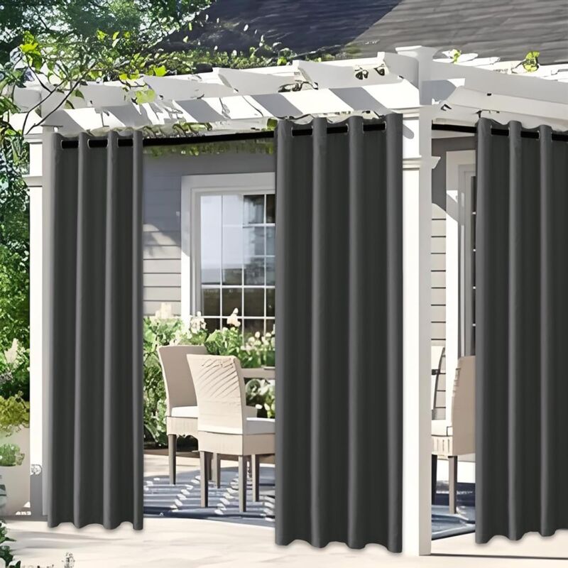 Jn.songs - Verdunklungsvorhänge Thermovorhang Gardinen Blickdicht Schlafzimmer Ösenschal 2er Set Schwarz - 140x262cm