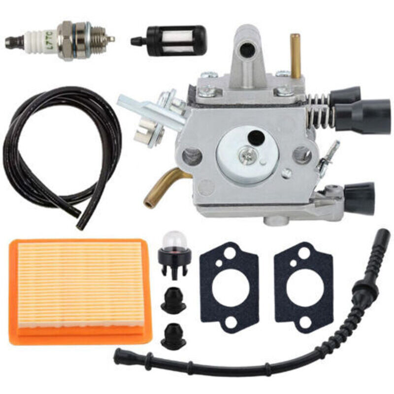 Vergaser für STIHL FS120, FS200, FS250, FS300, FS350 und FR350 Motorsense, FS 250 Vergaser-Reparatursatz mit Luftfilter, Dichtung, Zündkerze und