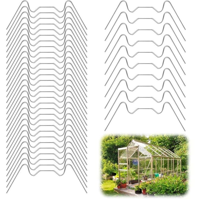 Verglasungsclip, 100 Stück Gewächshaus-Verglasungsclips mit W-förmigem Design, W-Typ-Gewächshausclip ist aus Edelstahl und Gewächshaus-W-Typ-Klemme