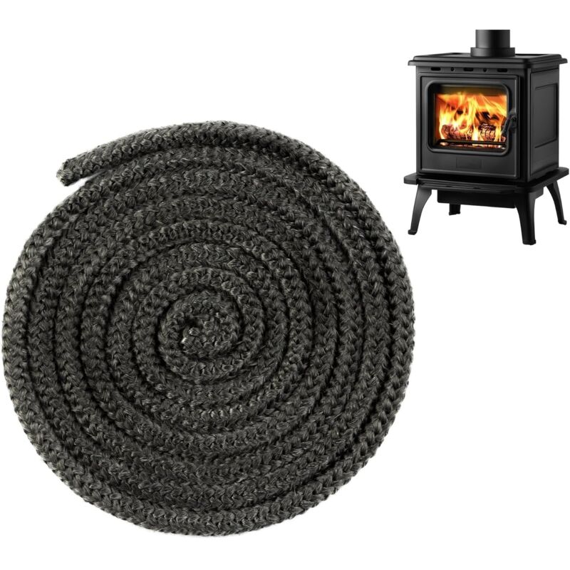Verknoteter Dichtungsring für Einlagen und Kaminöfen 8 mm x 4 m, Ersatz-Dichtungsband aus Glasfaser, Kaminofen-Einsatzdichtung für Holzöfen, Kamin,