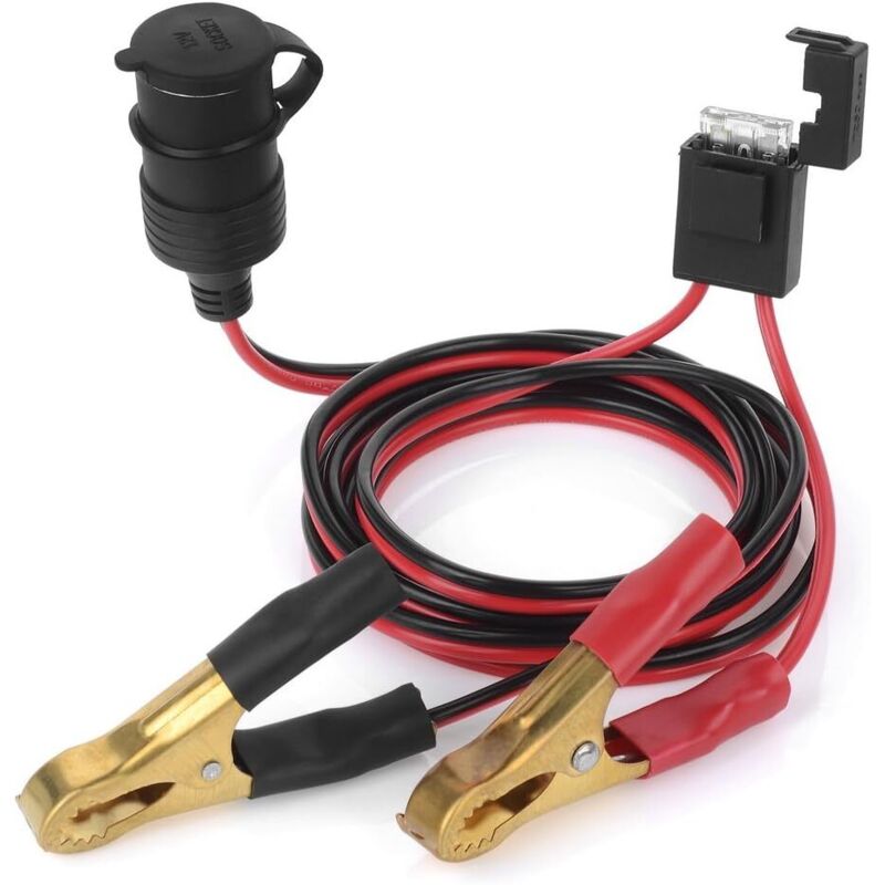 Verlängerungskabel für Zigarettenanzünder, Krokodilklemme, 2 m, 12 V, 14 AWG, 25 A, Adapter für Mobiltelefon, Staubsauger, GPS